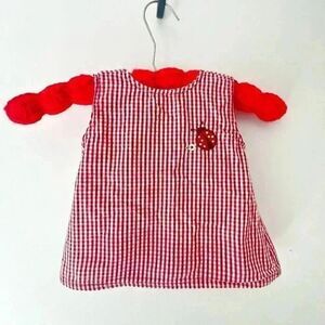 Vintage Bon Bebe Ladybug Gingham Baby Girl Sleeveless Top